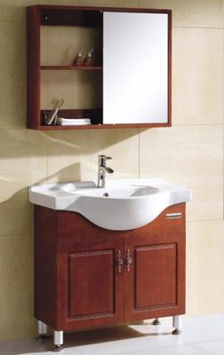 Floor mounted PVC Bathroom Vanity，Wood grain PVC bathroom cabinet,Mirror cabinet