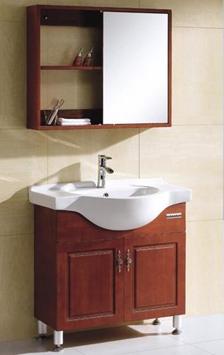 Floor mounted PVC Bathroom Vanity，Wood grain PVC bathroom cabinet,Mirror cabinet