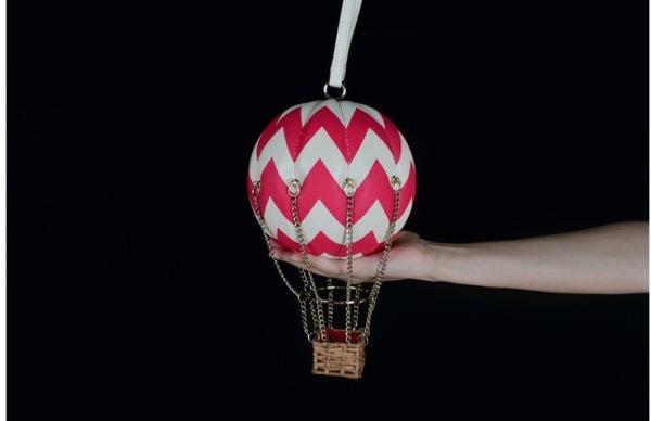 Check hot air balloon creative decorative chain handbag leather clutch female