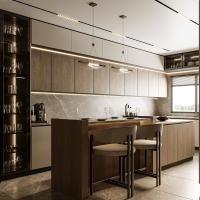 Meubles de cuisine personnalisés Armoires de cuisine modulaires en bois massif naturel moderne Armoires de cuisine de luxe