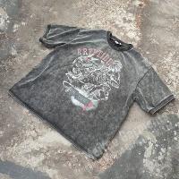 Vintage Distressed Acid Wash Mens T-shirts urbains respirants de 100 à 300 grammes