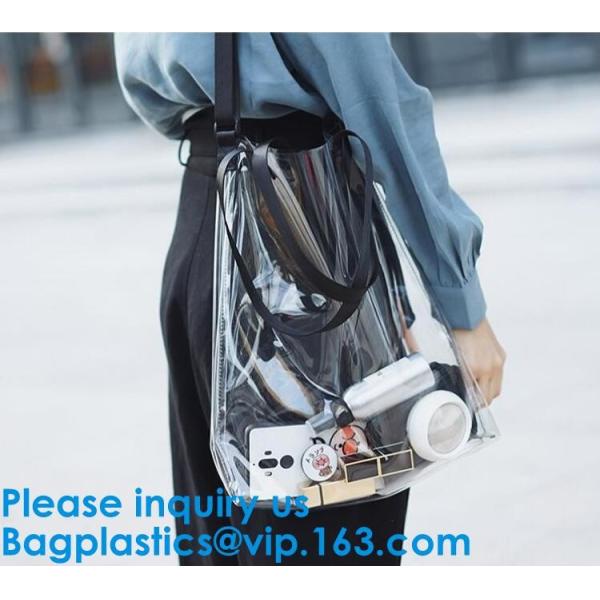 Women'S Clear Jelly Beach Bag Clear Transparent Pvc Shoulder Handbag Beach Shopping Swimming Durable Tote Bag