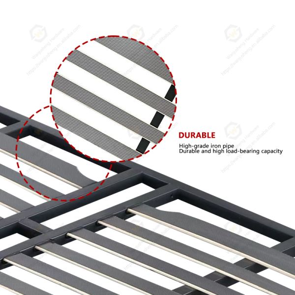 Wanjusheng Metal Rib Bed Frame Full Size Customizable Large Double Iron Storage Bed Foldable