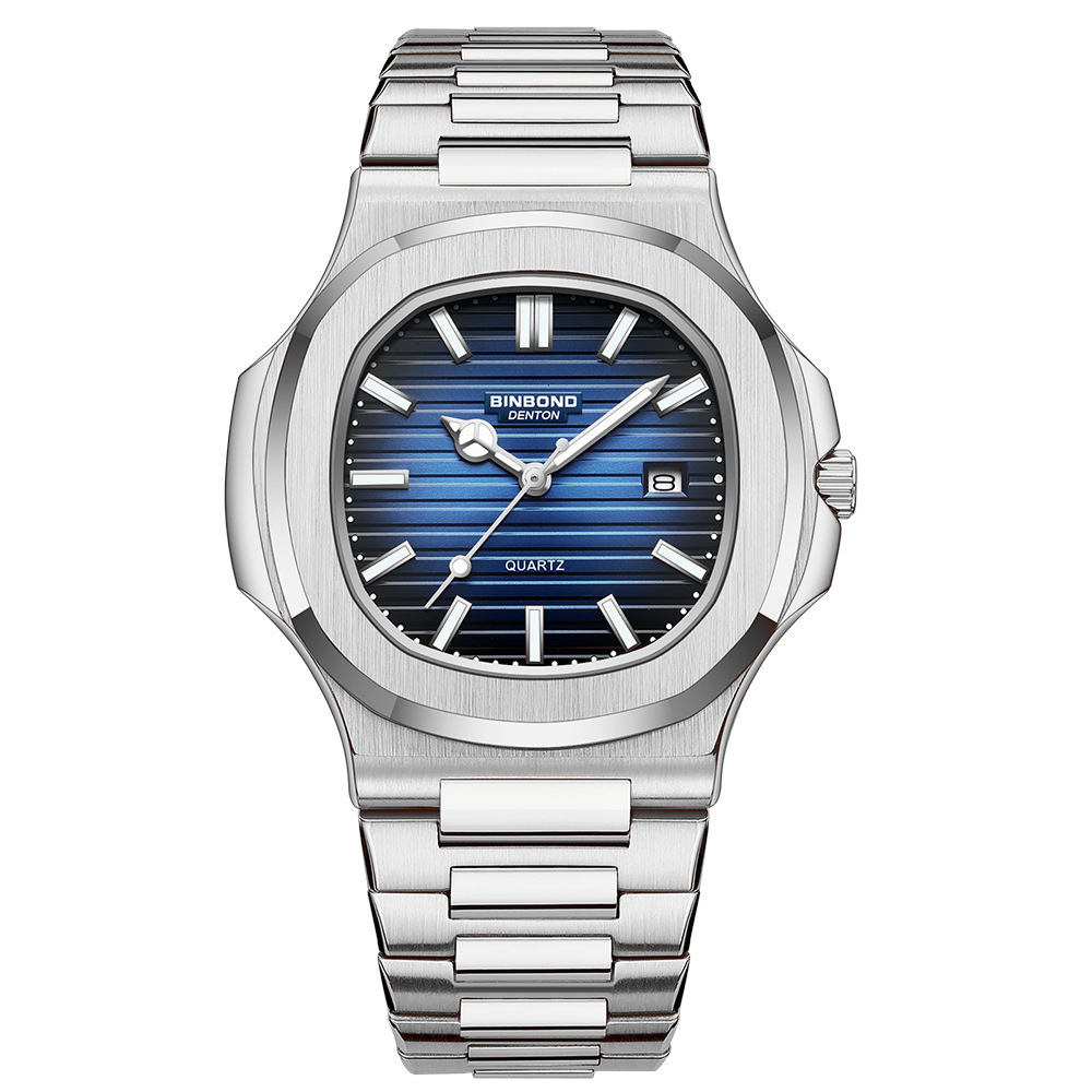 Men's Octagonal Stainless Steel Quartz Watch – Classic Business Dress Watch