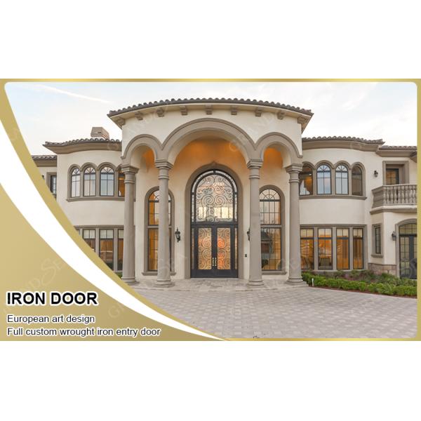 Modern Screen Main Entry Rod House Storm Security Black Single Double Modern Wrought Cost Iron Front Doors