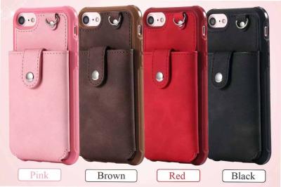 iPhone Leather Hidden Mirror Case with Card Slots Stay Back Cover with Strap