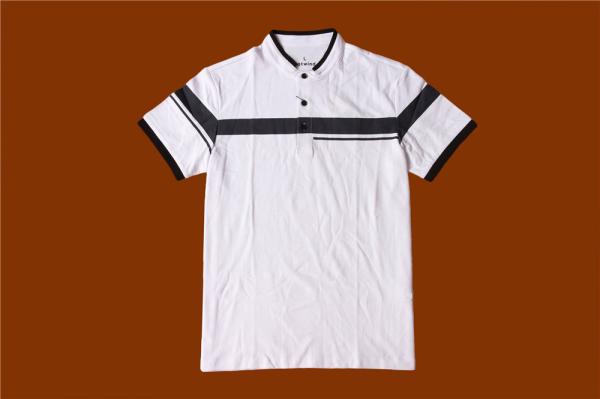white Short Sleeves Mens Button Up T Shirt 100% Cotton