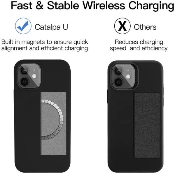 Full Protective Liquid Silicone Wireless Charger Case Built in Magnetic Ring (Supports MagSafe Wireless Charging) Black