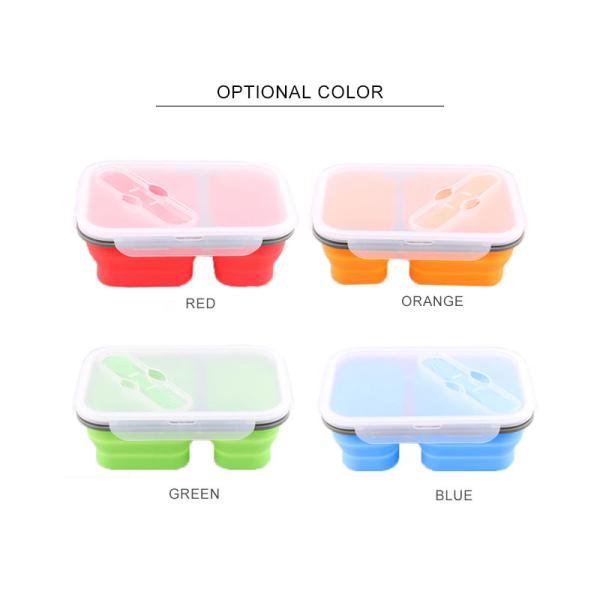 Silicone dobrável Bento Food Container Microwavable With 2 compartimentos