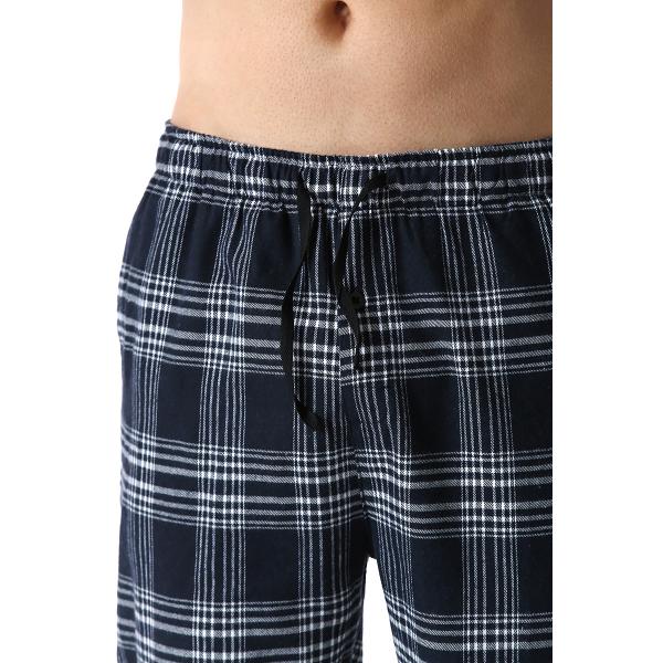 Polyester Fabric Men's Plaid Home Pants with Regular Fit Design and Comfort