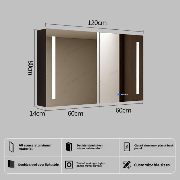 Custom-Size Modern Bathroom Medicine Cabinet Smart Multi-Function Toilet Mirror Touch Sensor Switch Water Apartment Villa