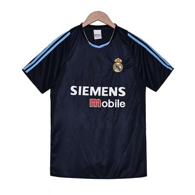 Le Real Madrid 2003 Retro Away Fan Edition Jersey Galactico classique bleu et noir Jersey réplique