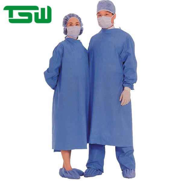Blue SMS 70gsm Reinforced Sterile Surgical Gowns For Doctor