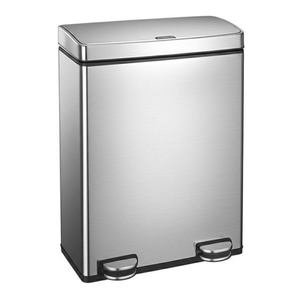 Foot-Operated Stainless Steel Classified Trash Can with Silent Soft-Close and Fingerprint Resistant Finish