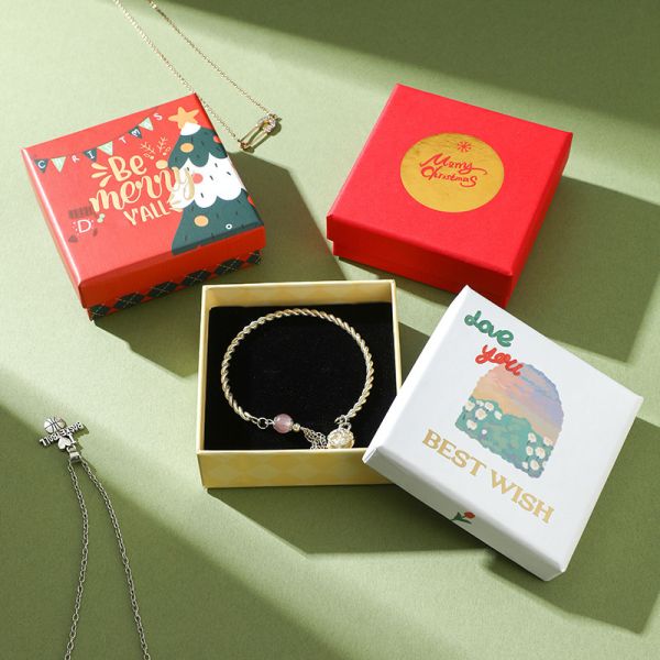 Christmas Jewelry Box Cartoon Holiday Gift Packaging Heaven and Earth Lid Design Organizer for Bracelets Necklaces
