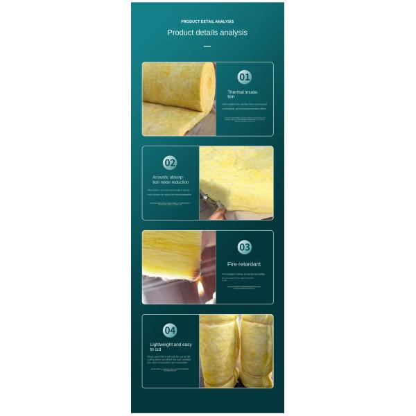 Glass Wool Acoustic Fiberglass Wall Panels Thermal Insulation 20M*1.2M