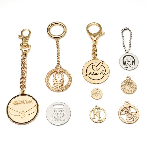 Eco-friendly Customized Logo Metal Tag with Chain and Hook H Letter Hollow Round Hang