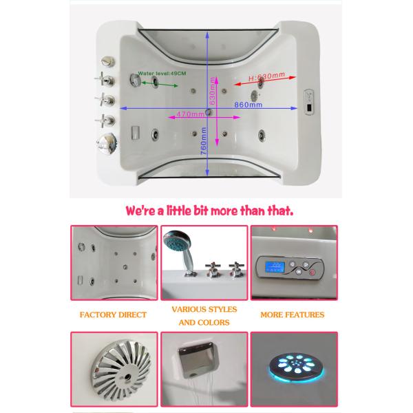 Ozone Pink Baby Spa Bathtub Freestanding Indoor With Air Bubble 860mm