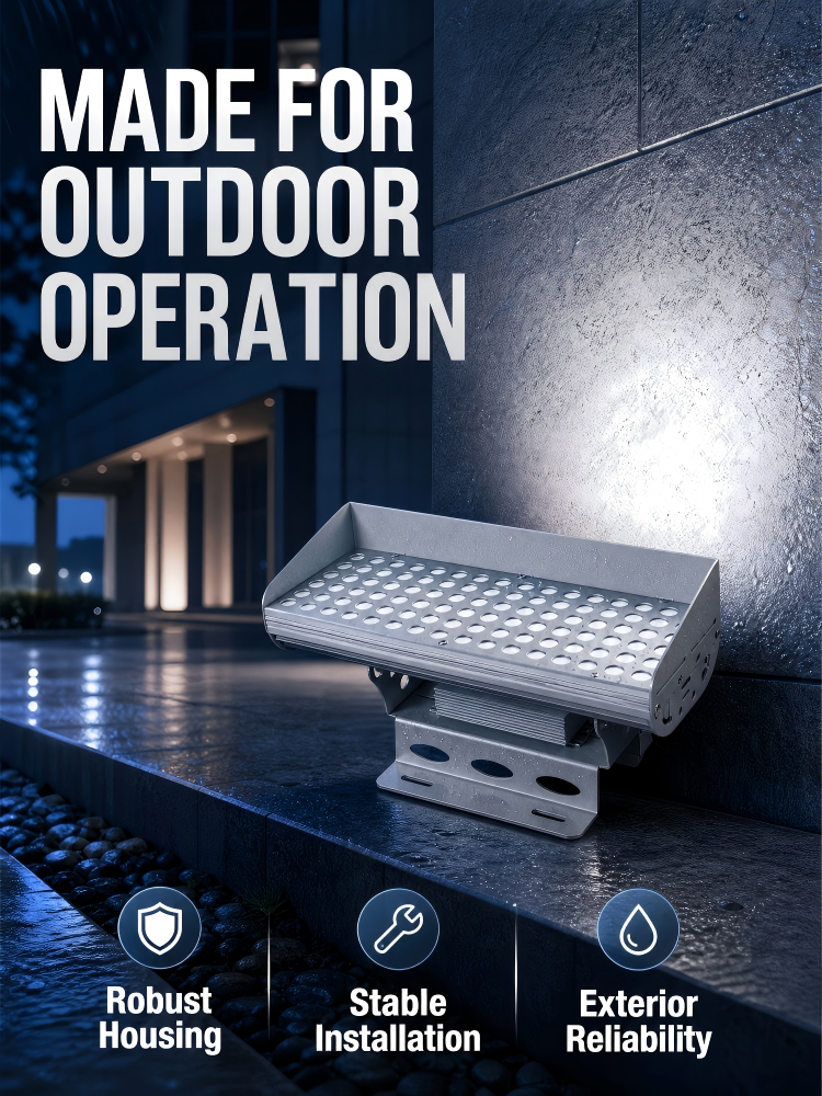IP67 Waterproof LED Flood Light Anti‑glare Shield Aluminum Body RGBW DMX512 Control for Municipal Architectural Lighting