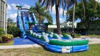 Tobogán acuático doble grande del carril del tema azul de la selva con la piscina grande