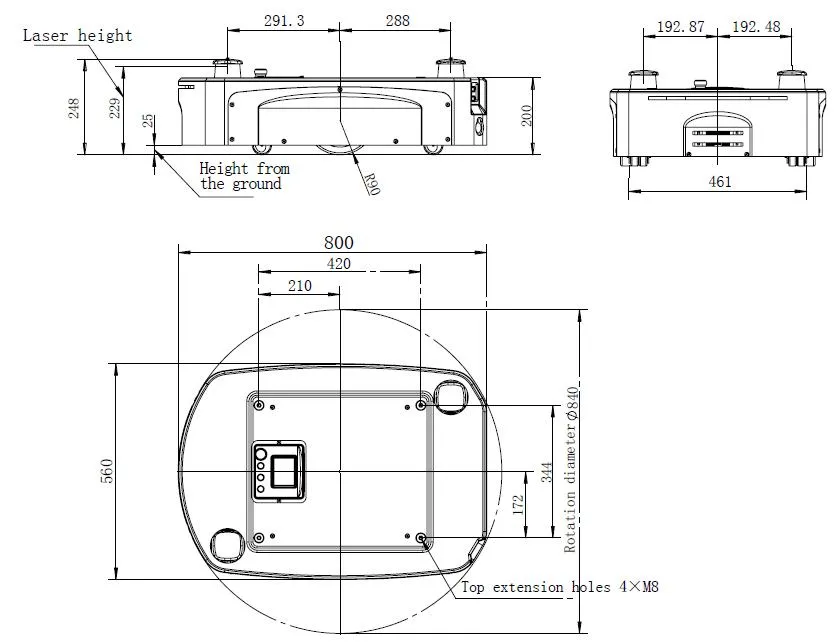 Wellwit 150kg Capacity Lidar Slam Extensible Mobile Robot Chassis