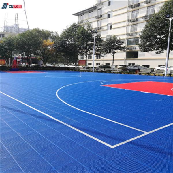 Antislip PP Interlocking Sports Flooring , Blue Interlocking Tennis Court Tiles