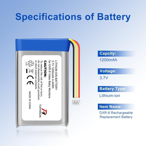 Rechargeable Replacement Li Ion Battery 3.7V 1200mAh For DXR 8 Baby Video Monitor