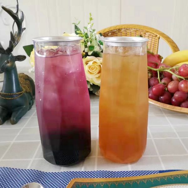 500ml 650ml PET Plastic Beverage Bottles With Aluminium Lid