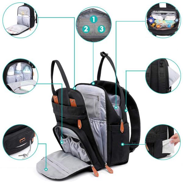 Oxford Newest Fashionable Baby Diaper Backpack Eco Friendly Multifunctional Custom Diaper Bag