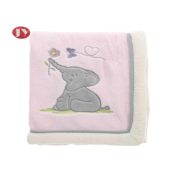 Super Soft Thick Baby Blanket , Short Plush Two Layer Blanket Lovely Cartoon Embroidery