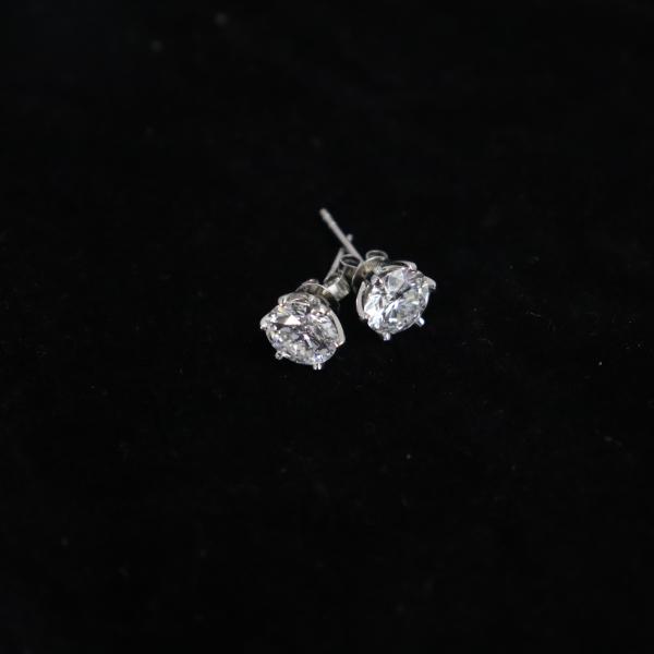 Wholesale 18K White Gold Plated 1CT Lab Diamond Stud Earring Fashion Jewelry for Weddings & Parties Rhodium Setting