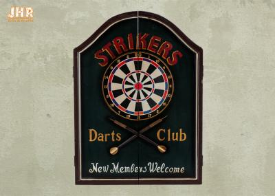 MDF Wall Hanging Dart Board Antique Wood Dart Cabinet Set Decorative Wooden Dart Box