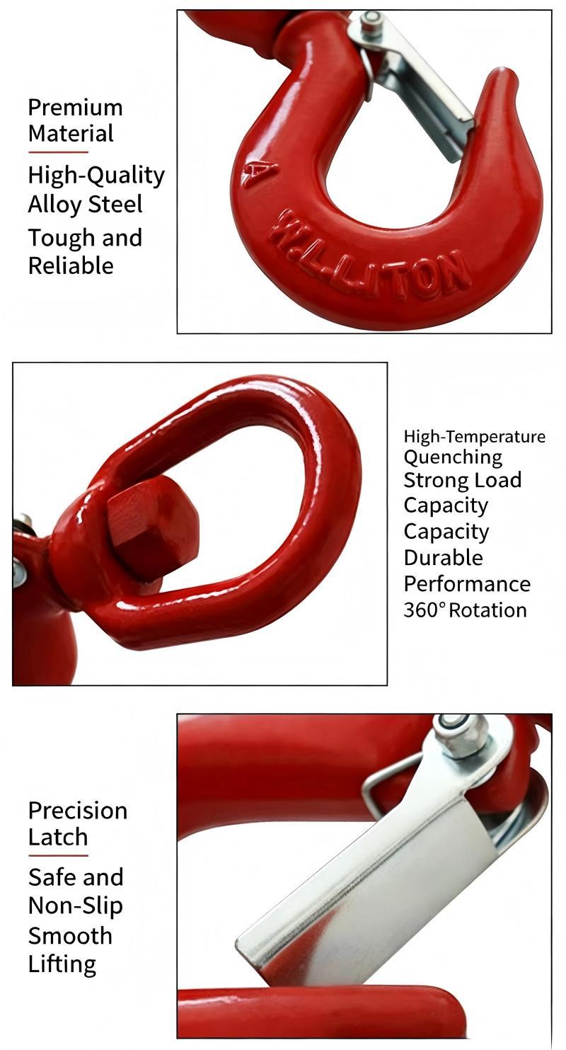 360 Degree Rotating Chain Sling Hook G80 Crane Hoist Hook With Latch