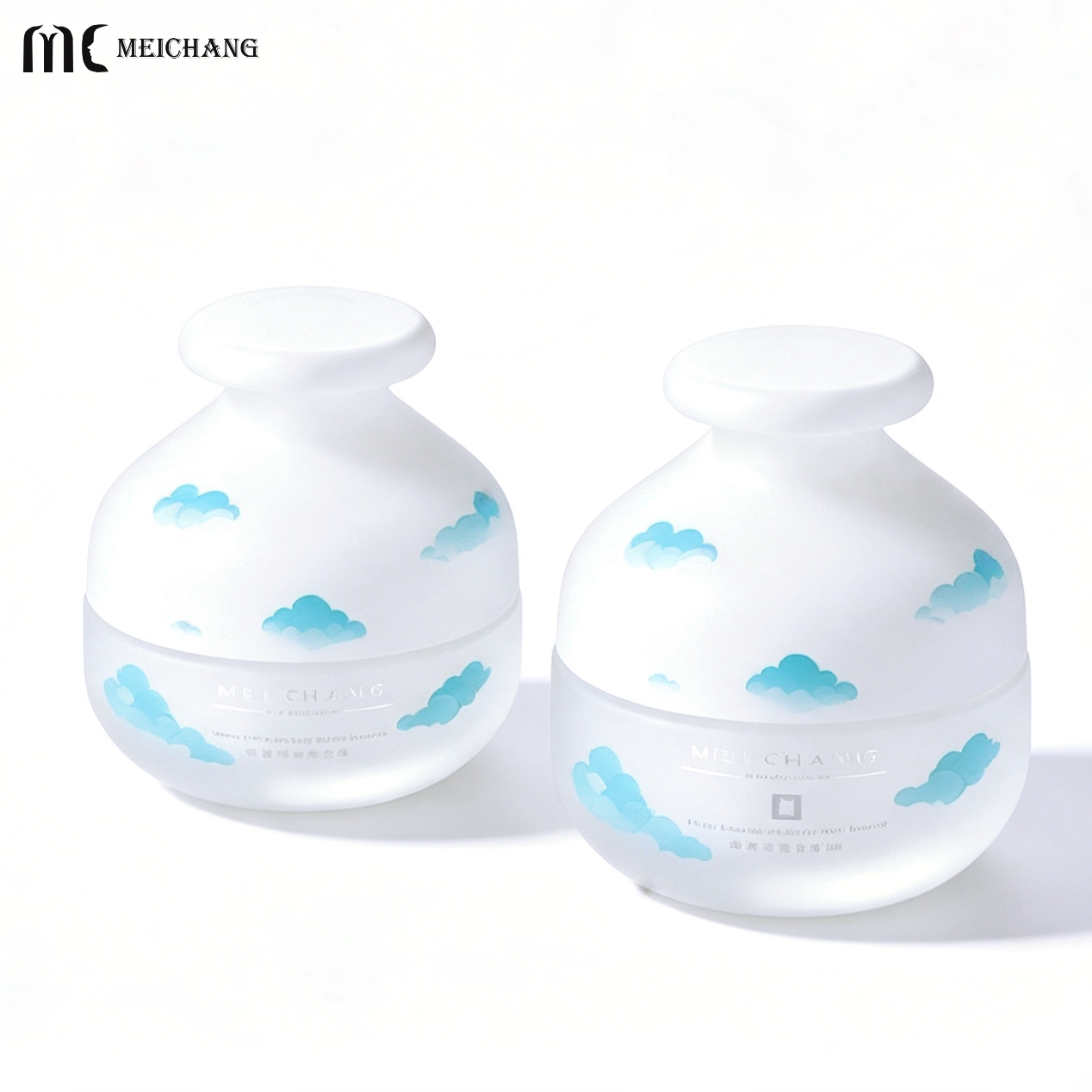 Patented Luxury Glass Cosmetic Packaging Set with Metallic Finish and Complete Skincare Matrix