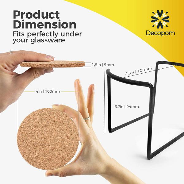 Compras al por mayor Reutilizables de corcho natural con soporte metálico para la mesa de copa de vidrio de barra