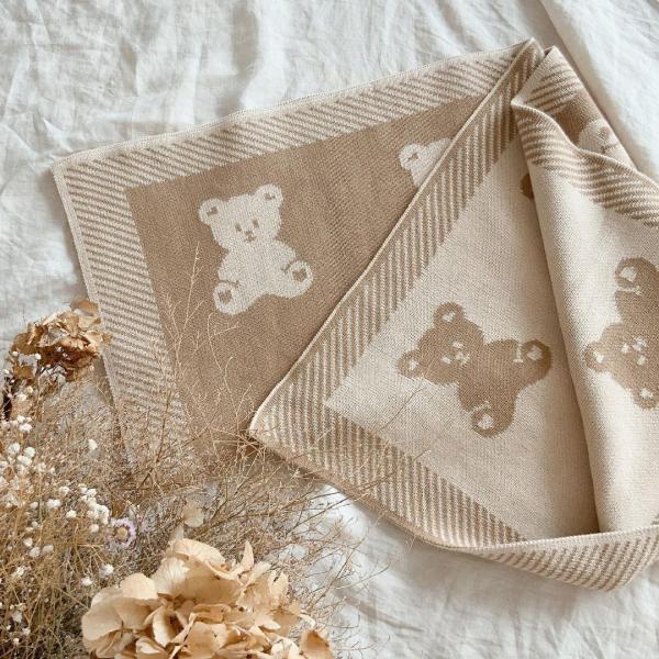 Y-Z 100%cotton Knit Baby Wrap Knitted Natural White Light Beige Gray Throw Baby Girl Boy Newborn Blanket