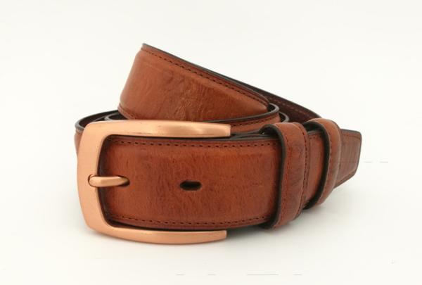 Ostrich Grain Genuine Leather Belt , Mens Brown Leather Belt With Zinc Alloy Buckle