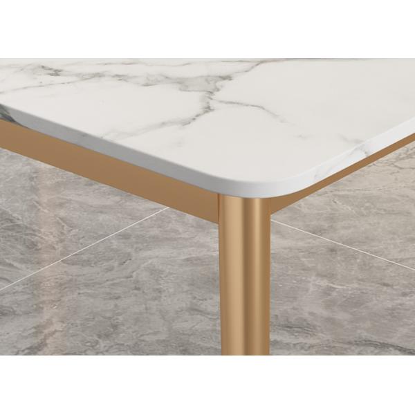 Rectangular Rock Board Marble Dining Table And Chair Combination