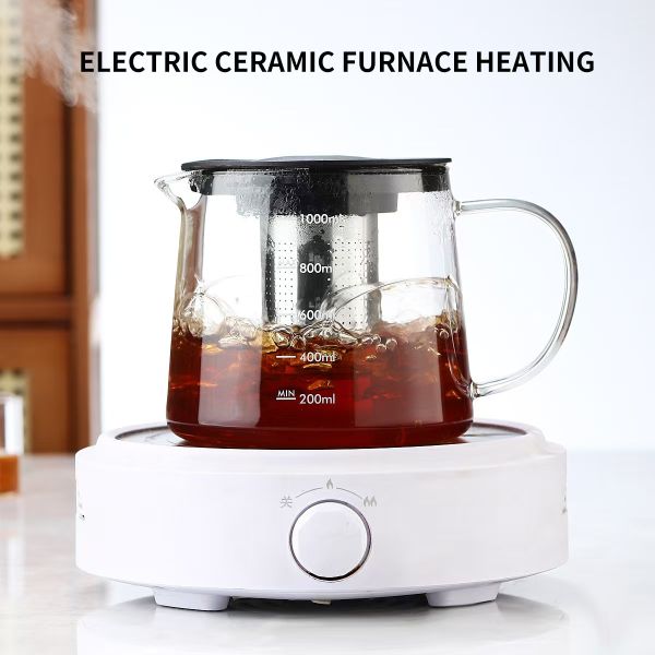 Custom Capacity Glass Teapot With Infuser 1500ml 50OZ Borosilicate Tea Kettle Stove Safe