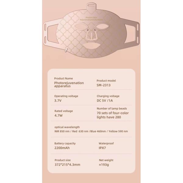 Mascarilla facial de luz LED roja eléctrica para el hogar, silicona, 7 colores, fototerapia LED