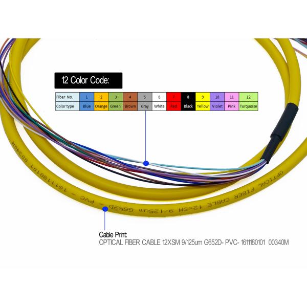 12 желтый цвет PVC 900um 1.5Mts SC APC G652D отрезка провода оптического волокна ядров FTTH