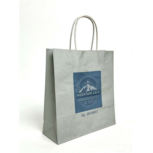 Custom Disposable Kraft Paper  Twisted  handle  Bag Printing MOQ 50000 Pieces Take Away Bag