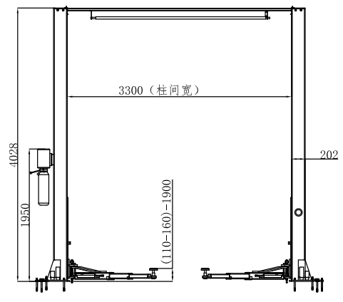 Capacity 5000Kg Two Post Floor Plate Lift With Strong 3 Stage Arm High Column