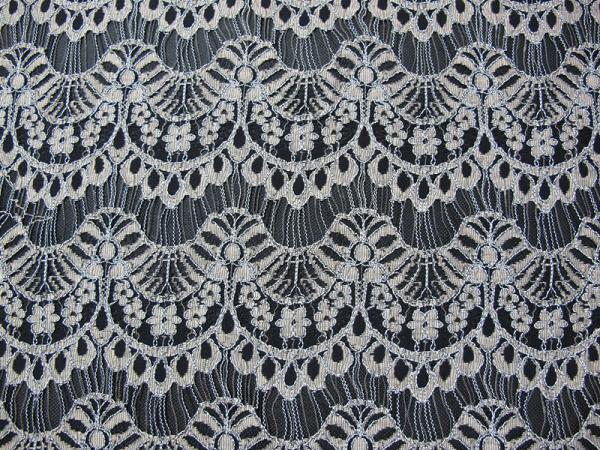 Corded Scalloped Lace Mesh Fabric Black Guipure For Lingerie / Bra CY-DK0038