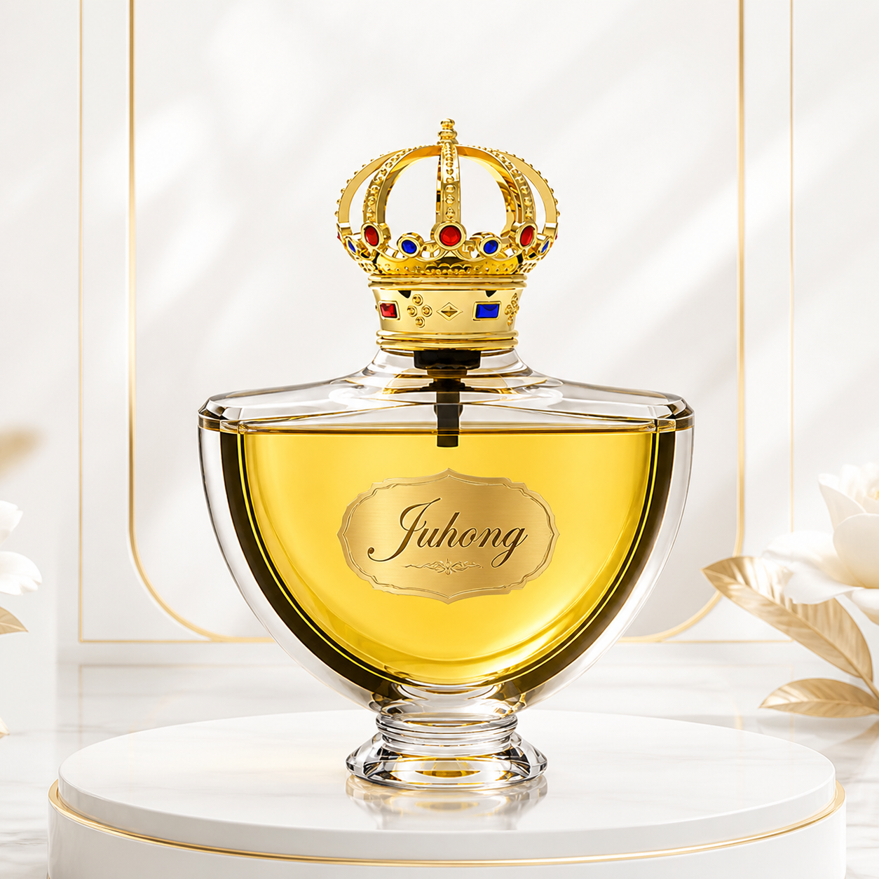 Noble Royal Crown Gem‑Accented Zamac FEA15 Perfume Cap, Gold‑Plated Zinc Alloy Decorative Bottle Top
