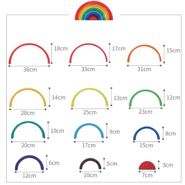 Blocs constitutifs en bois Toy Creative Educational d'arc-en-ciel de Brown 18cm