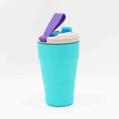 BPA Free Couples Water Bottles 460ml Silicone Coffee Mug with Rope