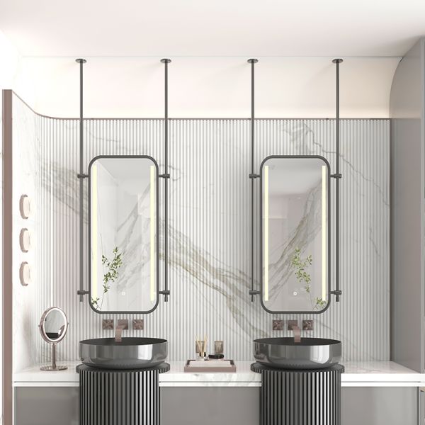 Modern European Intelligent Stainless Rectangle Frame Makeup Creative Hotel Apartment Washroom Hanging Floating IP44 Touch