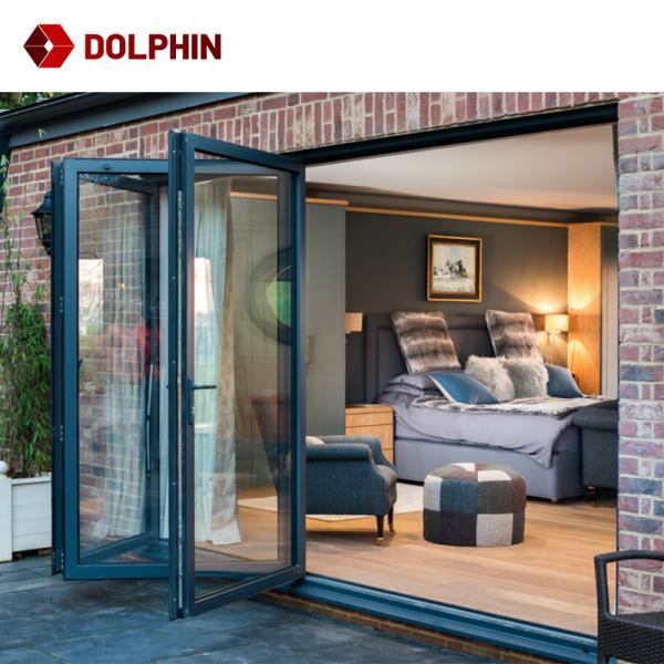 Balcony Interior Soundproof Patio Doors , Double Glass Bi Folding Exterior Doors Mute