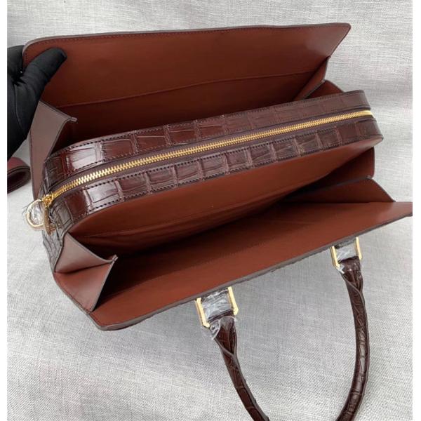 Genuine Crocodile Skin Businessmen Laptop Briefcase Exotic Alligator Leather Male Working Handbag Large Shoulder Bag